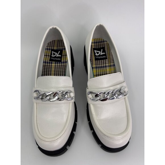Dirty Laundry Nirvana Lug Chunky 2.5" Heel Loafer Chain White 9M - Picture 2 of 8